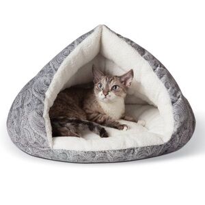 K&H Self Warming Fleece Plush Pet Bed for Cats or Small Dogs Grey